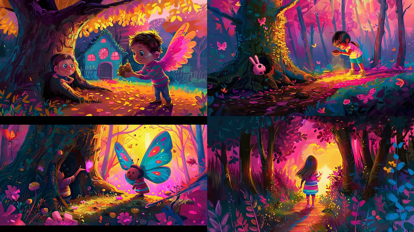Enchanted Twilight Forest: A Dreamlike Vivid Color Extravaganza - Midjourney sref style
