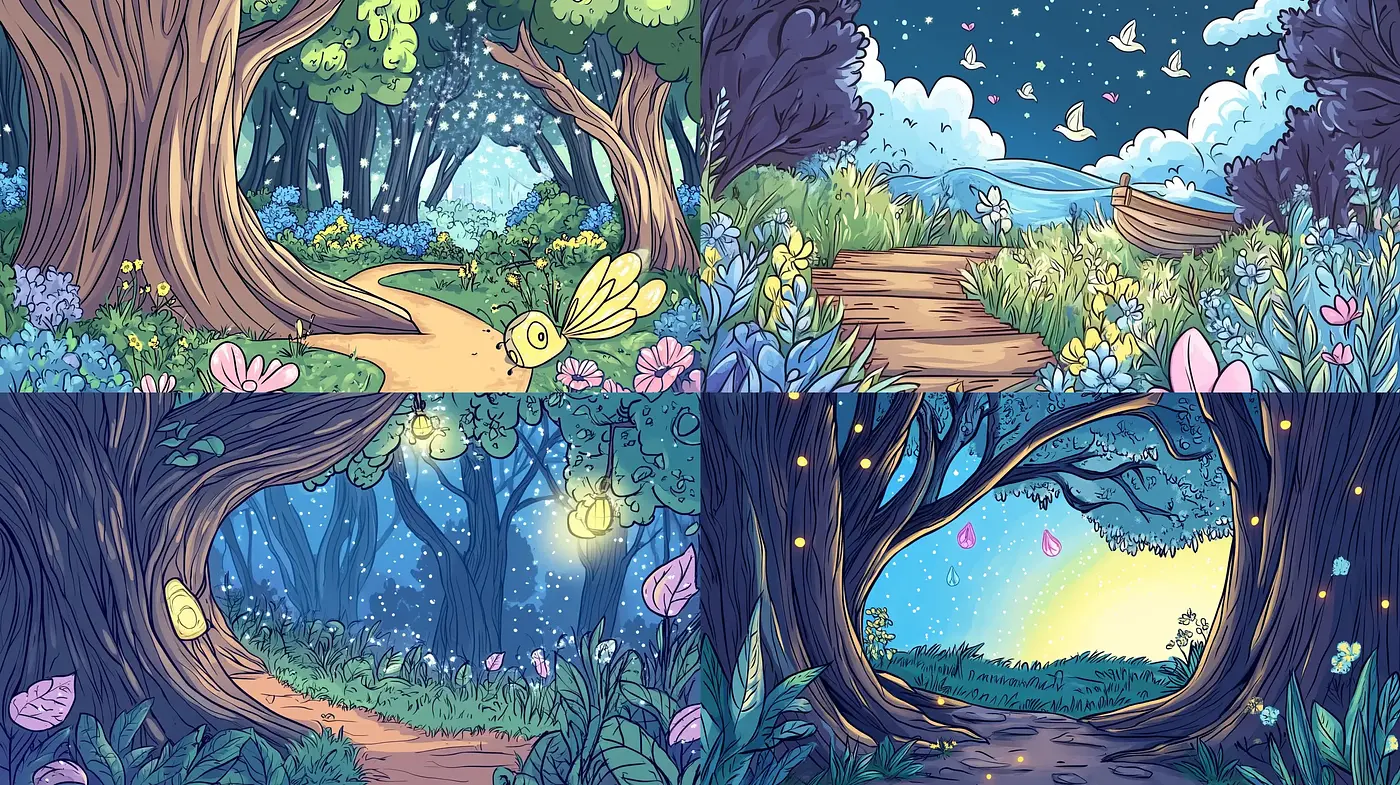 Enchanted Woodland Dreamscape: A Consistent Fantasia of Color and Light - Midjourney sref style