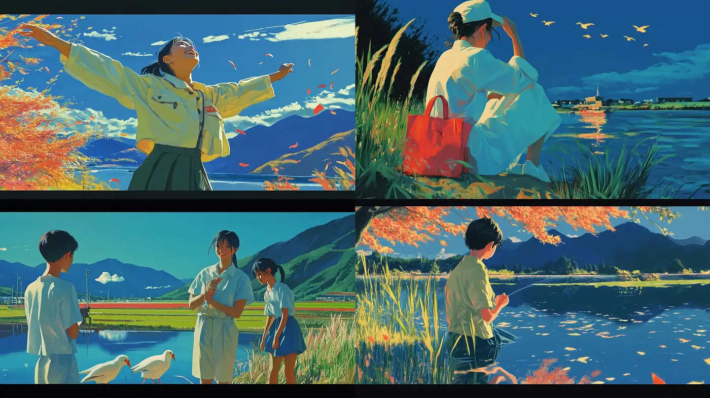 Harmonious Anime-Inspired Pastoral Vignettes - Midjourney sref style