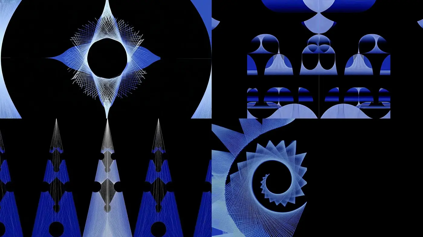 Geometric Abstract Art with a Futuristic Aesthetic and Intricate Patterns - Midjourney sref style