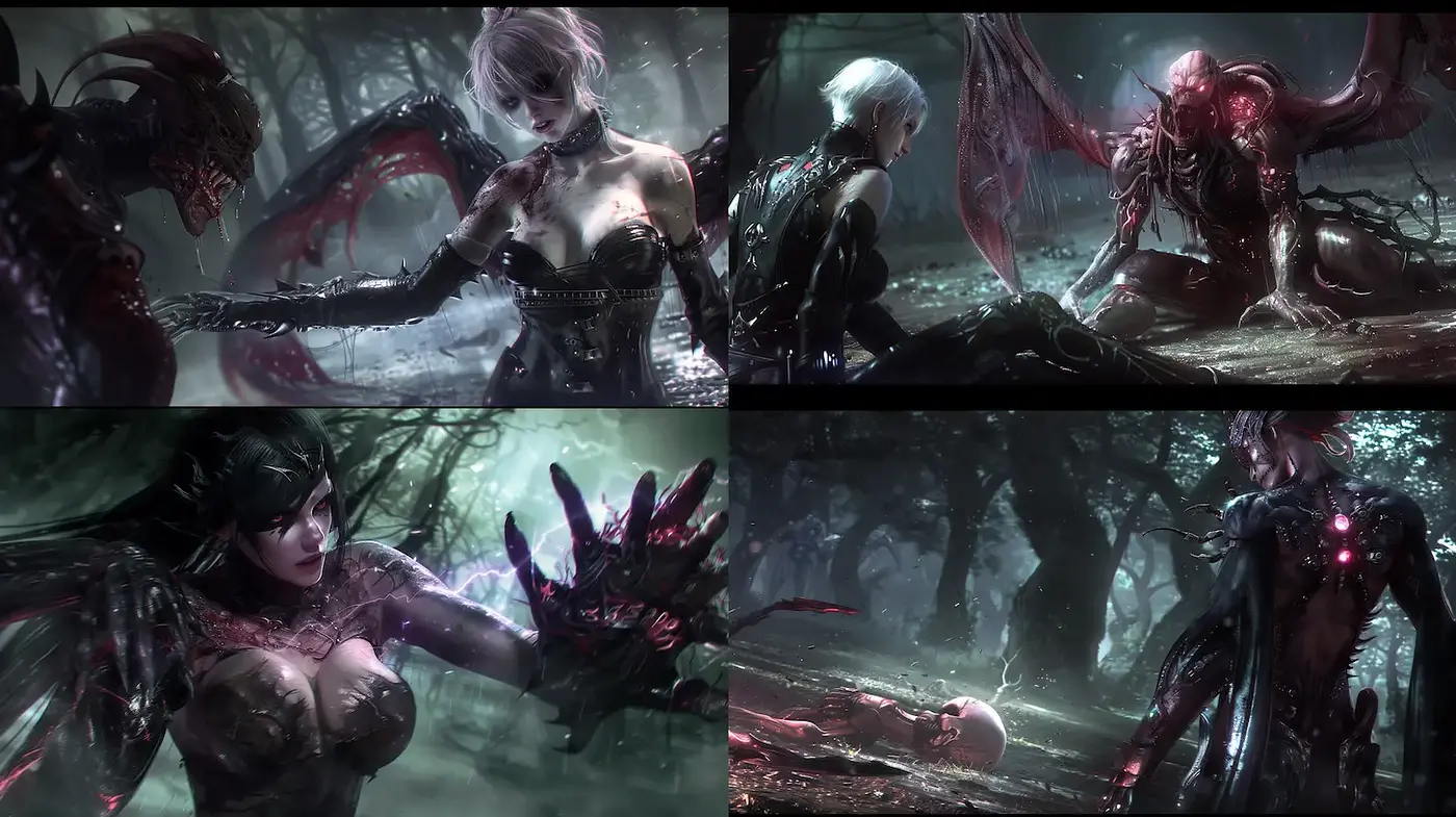 Dark Fantasy with a Touched by Digital Art Elements - Midjourney sref style
