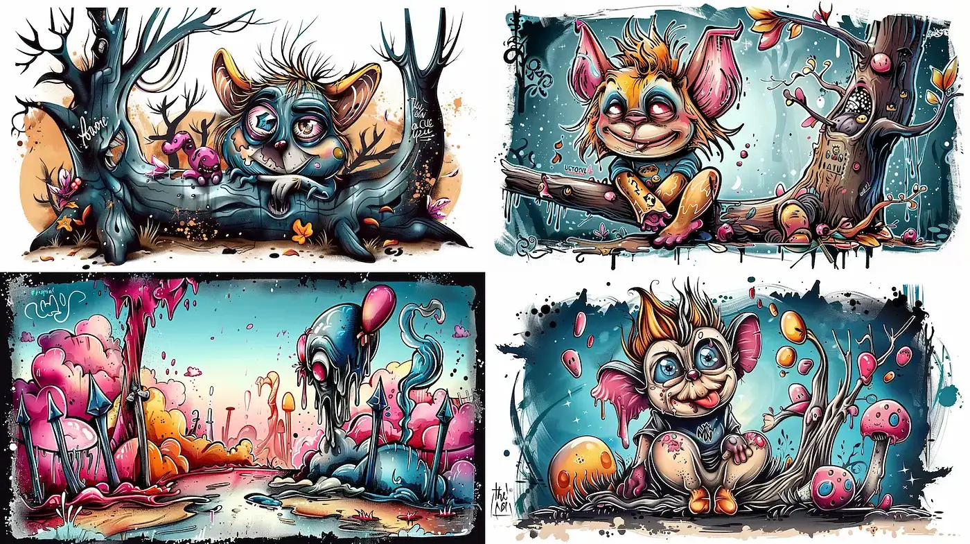 Whimsical Creatures in Surreal Dreamscapes - Midjourney sref style