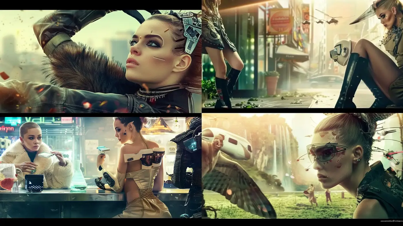Futuristic Cyberpunk Vision with a Cinematic Lens - Midjourney sref style