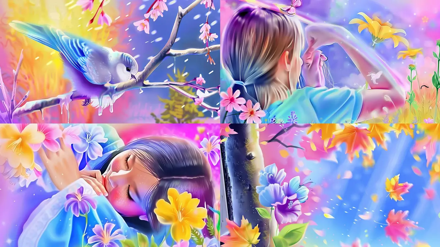 Luminous Dreamscape: A Harmony of Vivid Colors and Ethereal Textures - Midjourney sref style