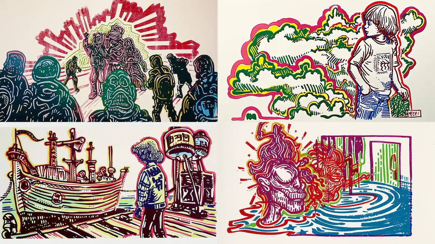 Vibrant and Bold Illustrated Style with Playful Details - Midjourney sref style