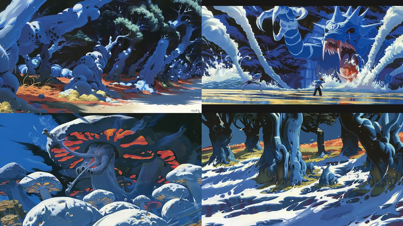 Enigmatic and Dynamic Fantasia: A Fusion of Dark Fantasy and Lively Nature - Midjourney sref style