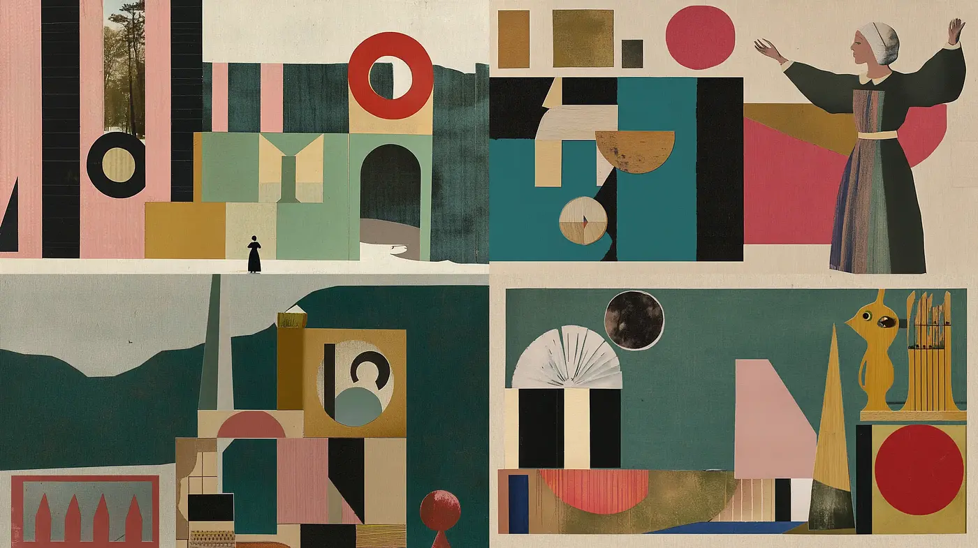 Harmonious Geometric Abstraction in a Contemporary Mid-Century Blend - Midjourney sref style