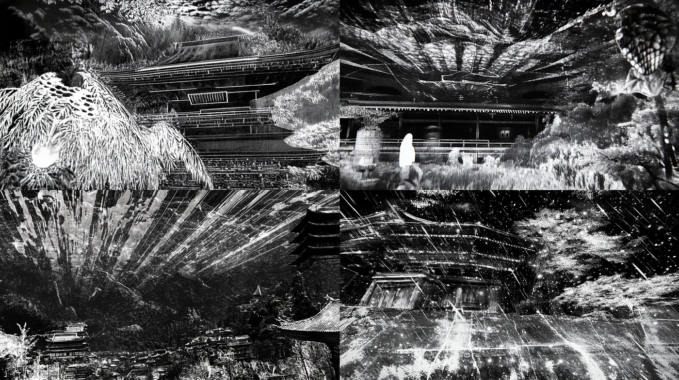 Monochromatic Dreamscape: Ethereal Textures and Abstracted Reality - Midjourney sref style
