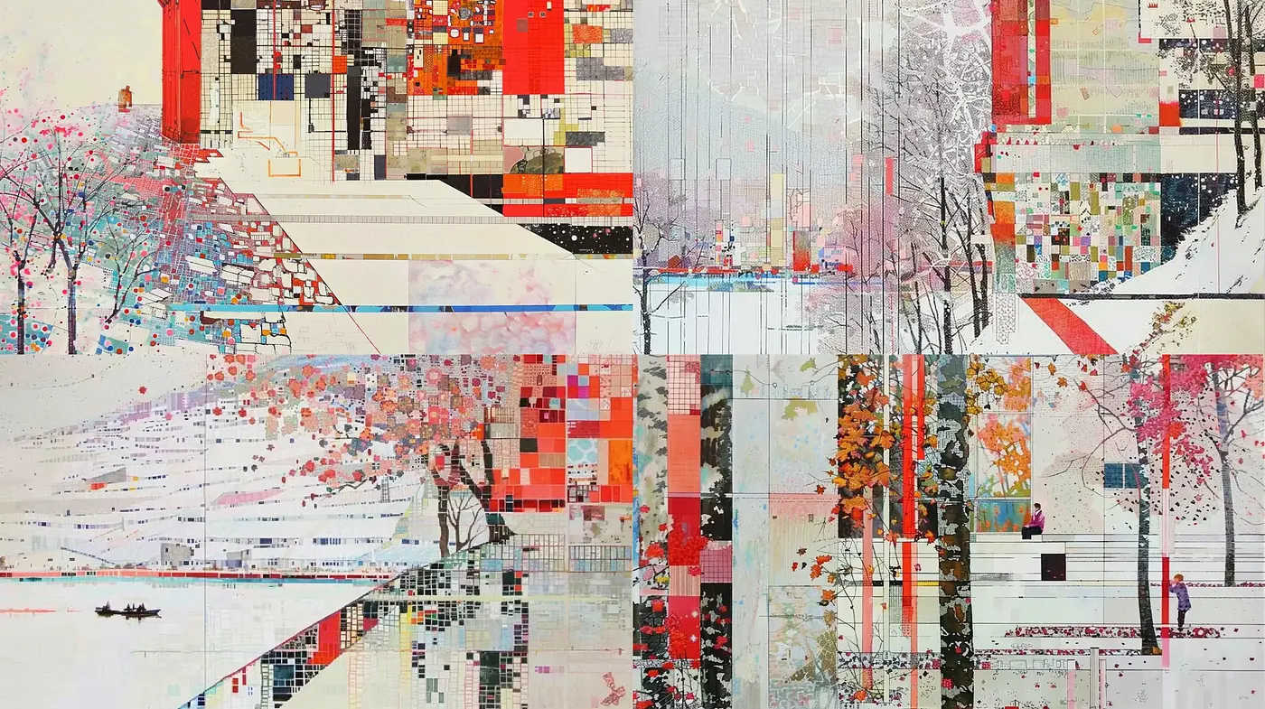 Mosaic of Modernity: Abstract Urban Tapestry - Midjourney sref style
