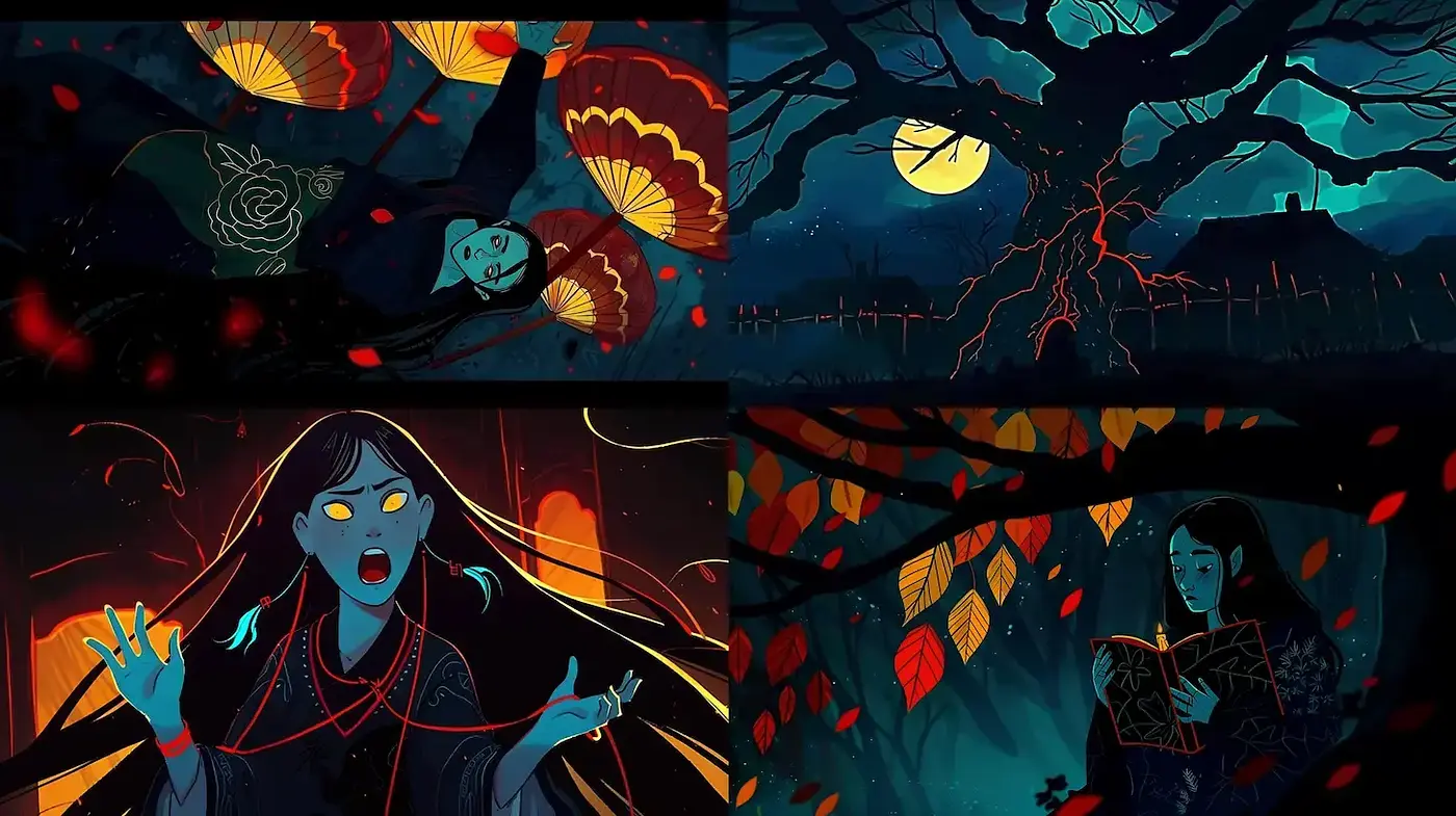 Darkly Enchanted Illustrations With a Haunting Atmosphere - Midjourney sref style