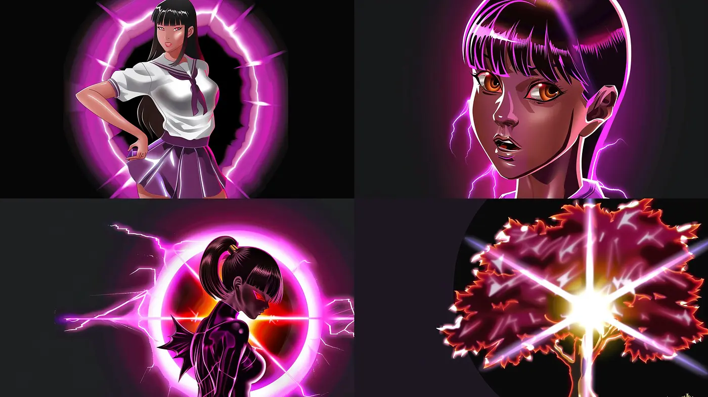 Neon Pulse: A Fusion of Electric Magenta and Anime-inspired Illustration - Midjourney sref style