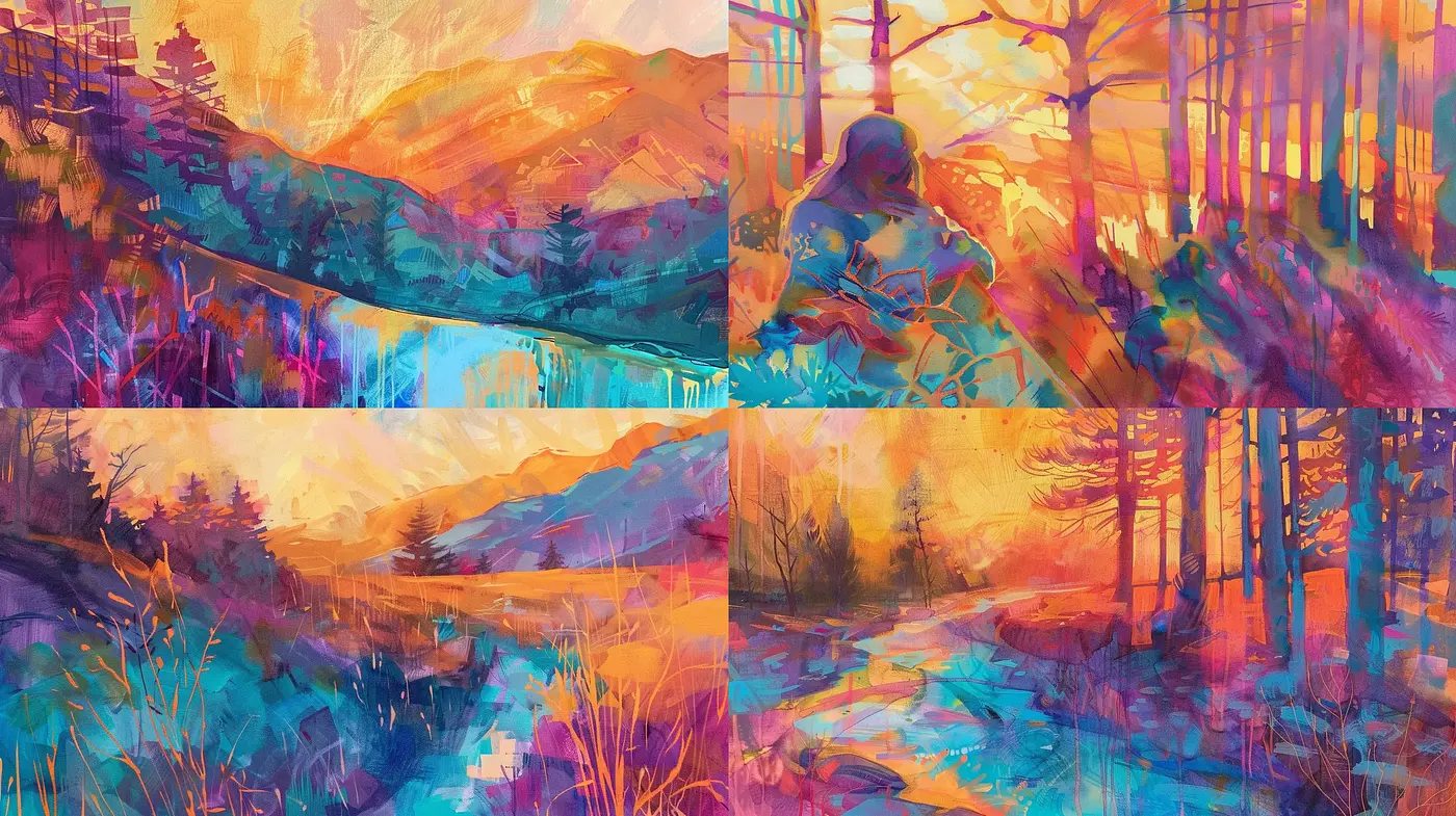 Vibrant Expressionist Wilderness: A Study in Vivid Color and Brushwork - Midjourney sref style