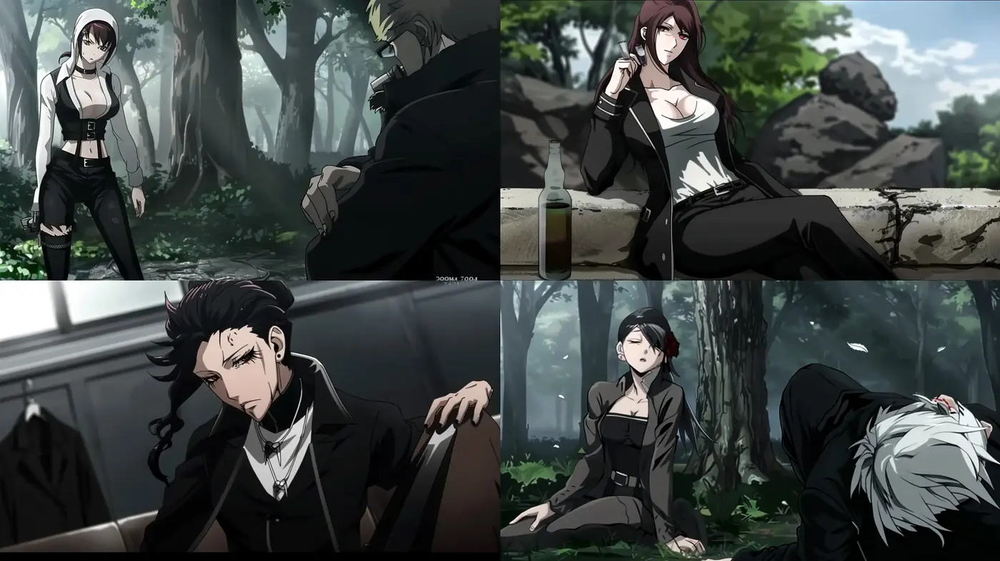 Consistent Noir-Inspired Anime Visualization with Earthy Tones and Dynamic Poses - Midjourney sref style