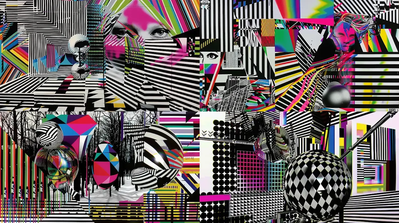Dynamic Fusion of Geometric Patterns and Vivid Colors - Midjourney sref style