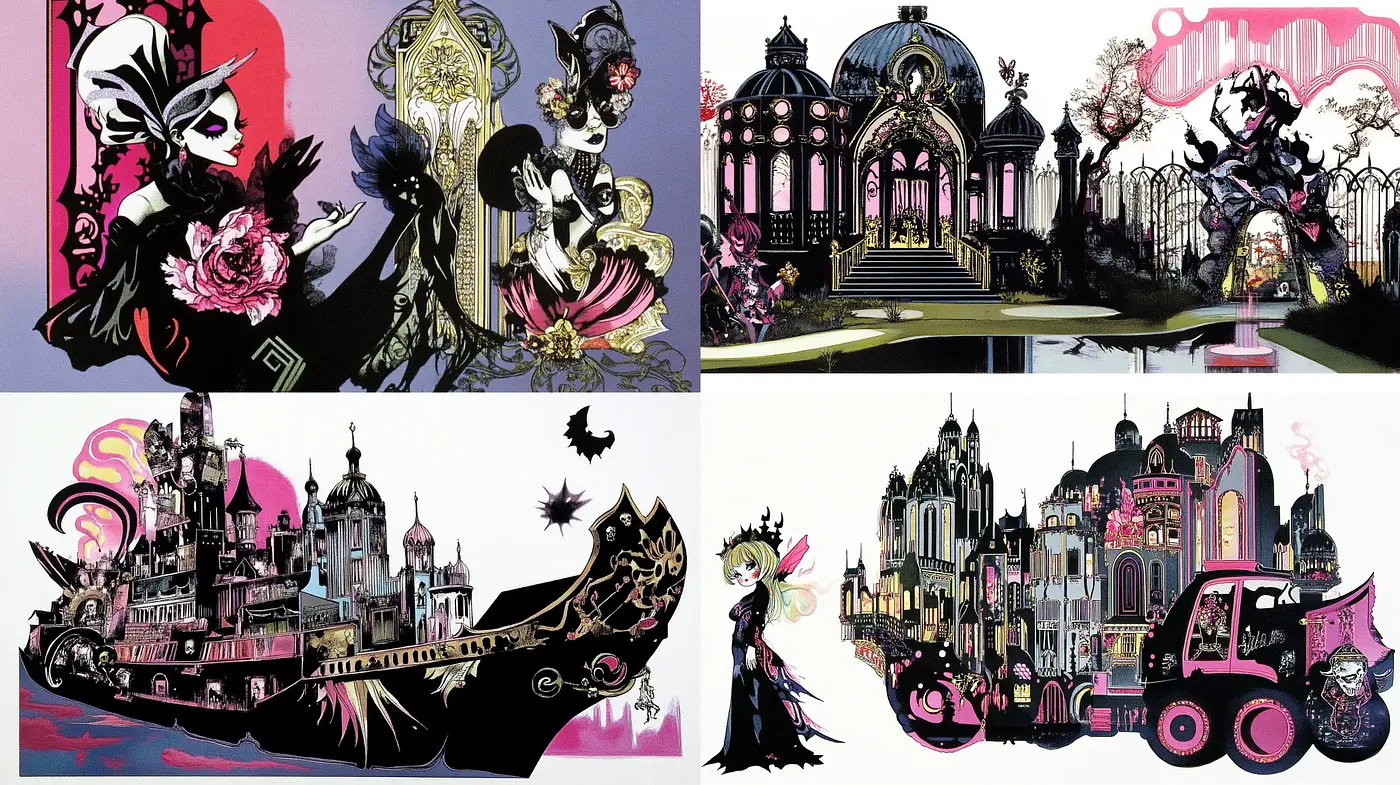 Contemporary Gothic Fusion with Baroque Overtones - Midjourney sref style