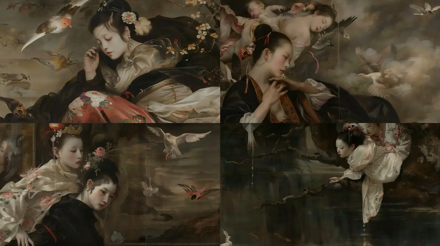 Ephemeral Dreamscapes: A Fusion of Classic Asian Aesthetics and Ethereal Imagery - Midjourney sref style