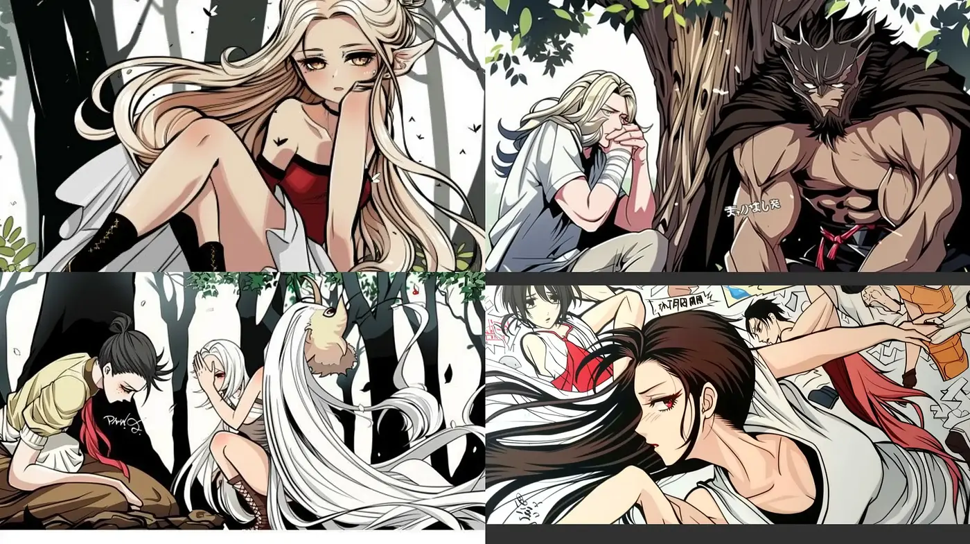 Ethereal Anime-Inspired Enchantment with a Mystic Woodland Ambiance - Midjourney sref style