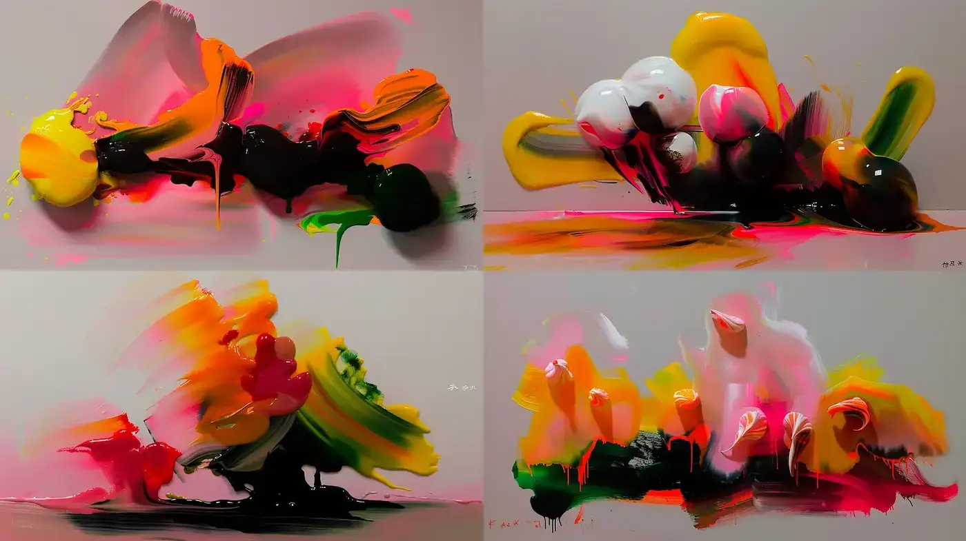 Dynamic Brushstroke Symphony in a Vivid Abstract Expressionist Display - Midjourney sref style
