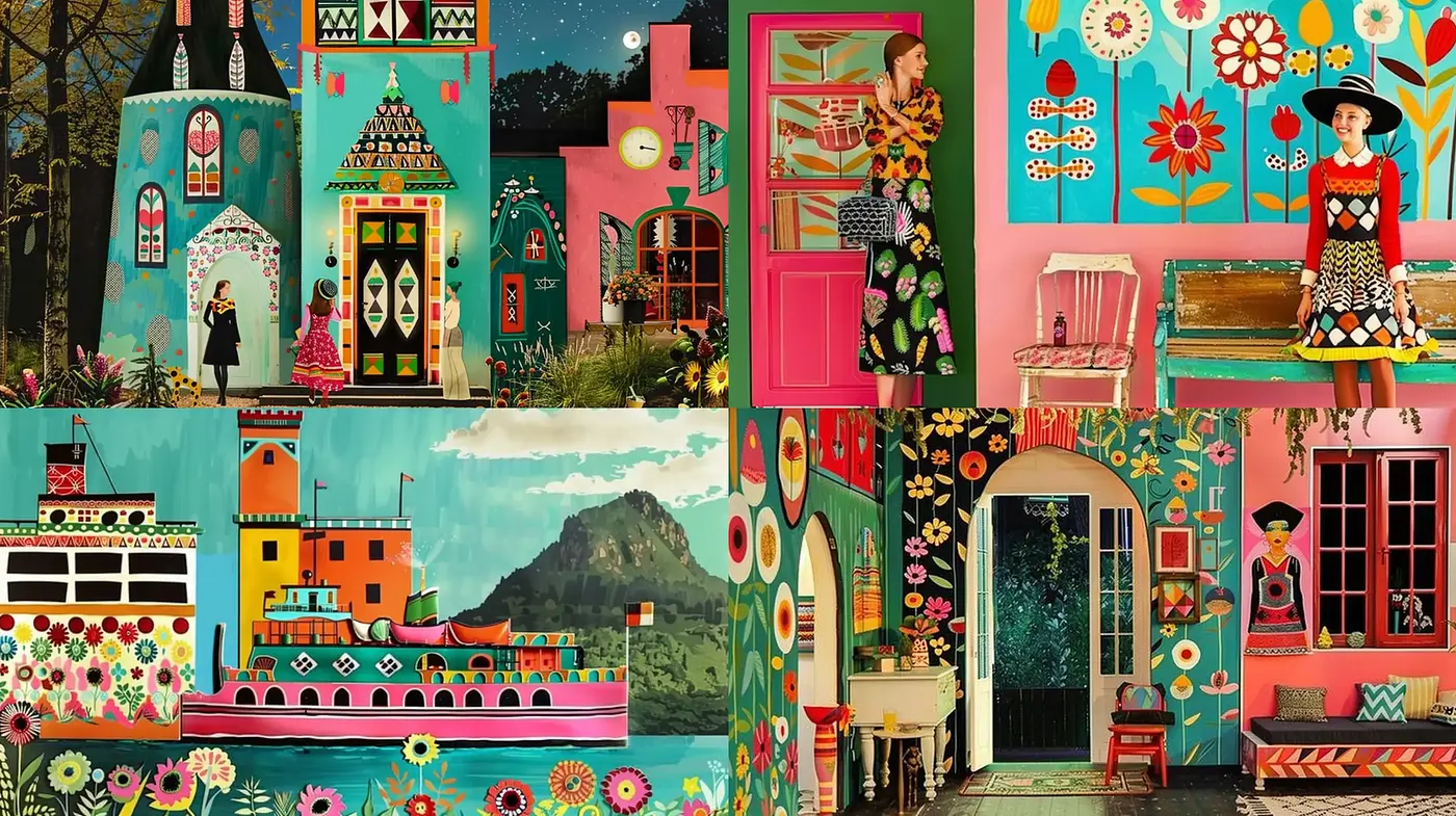 Folkloric Tapestry of Vivid Colors and Patterns - Midjourney sref style