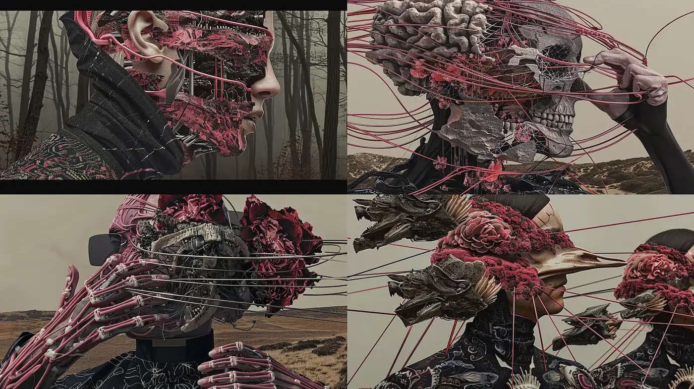 Futuristic and Surrealistic Exploration of Anatomy and Nature - Midjourney sref style