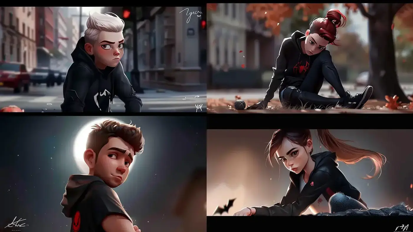 Stylized Young Characters with a Modern Touch and Emotional Depth - Midjourney sref style