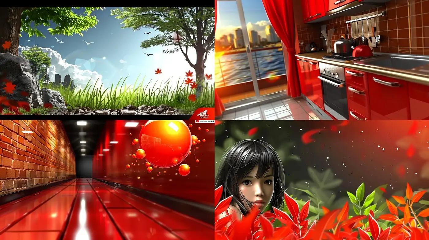 Luminous Red-Infused Panoramas with a Vibrant Digital Polish - Midjourney sref style