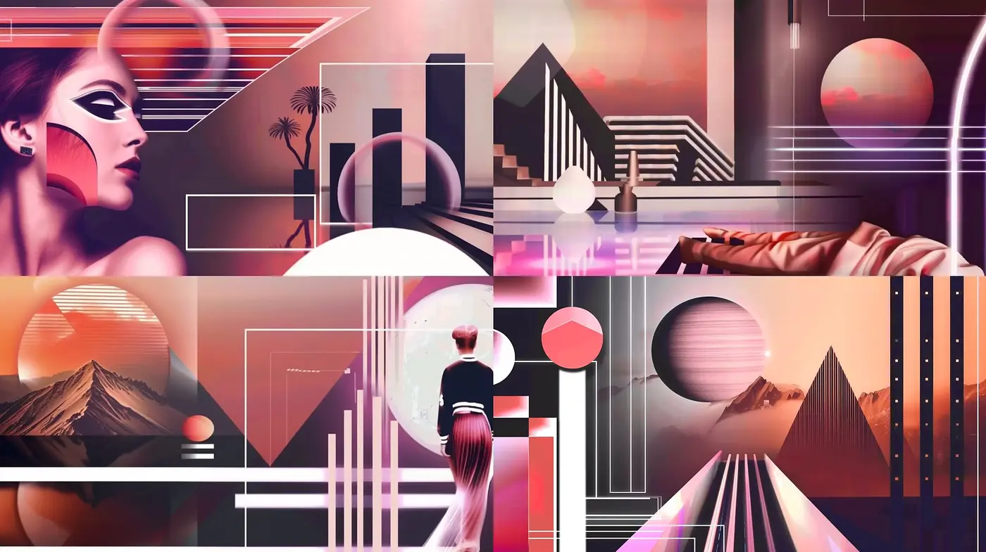 Synthetic Retro-Futurism with Geometric Harmony - Midjourney sref style