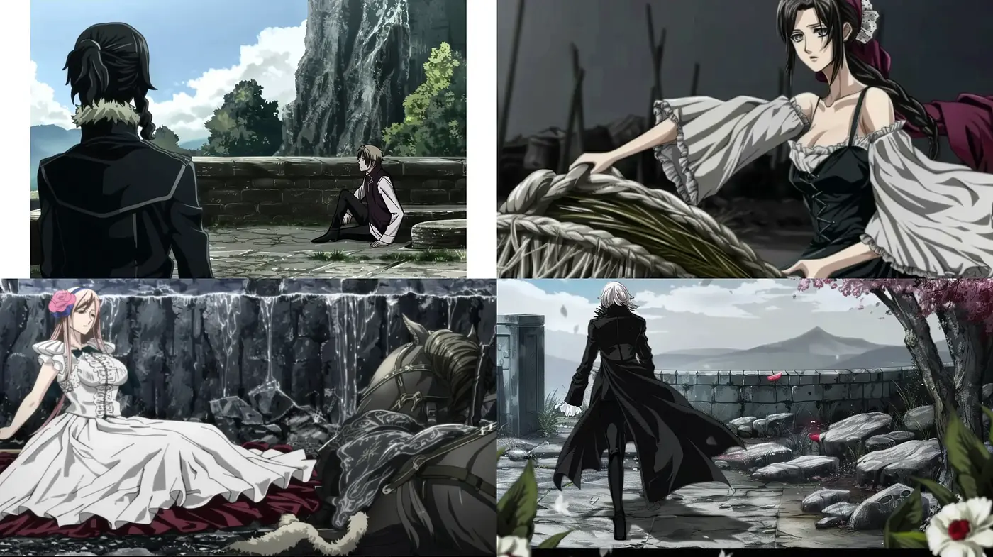 Ethereal Anime Noir: A Fusion of Japanese Animation and Dark Cinematic Textures - Midjourney sref style