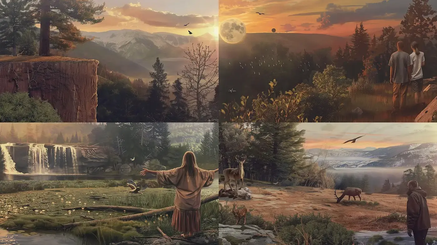 Serene Natural Landscapes with a Touch of Imagination - Midjourney sref style