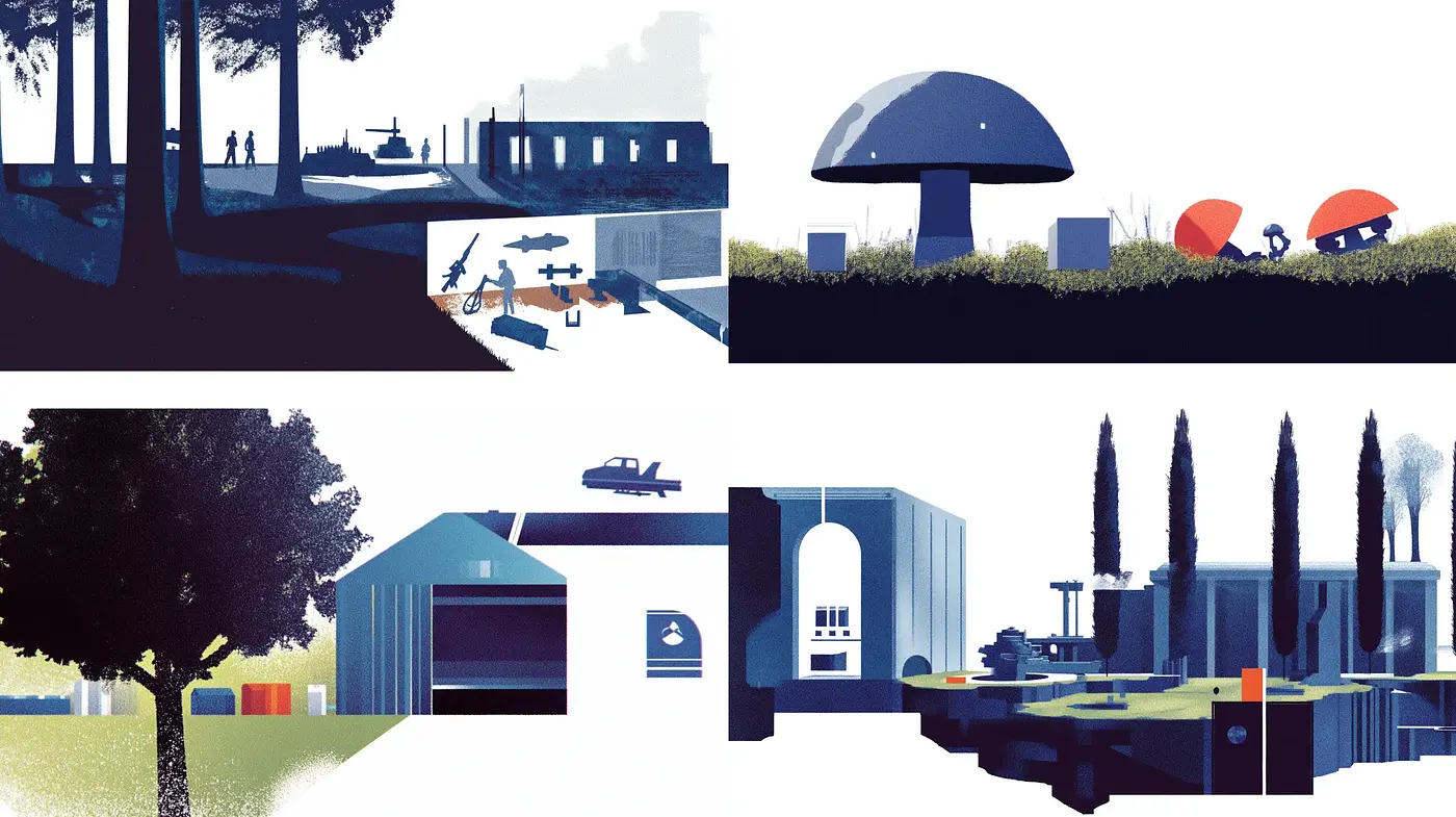 Modern Illustrative Art with Stylized Retro-Futurism - Midjourney sref style