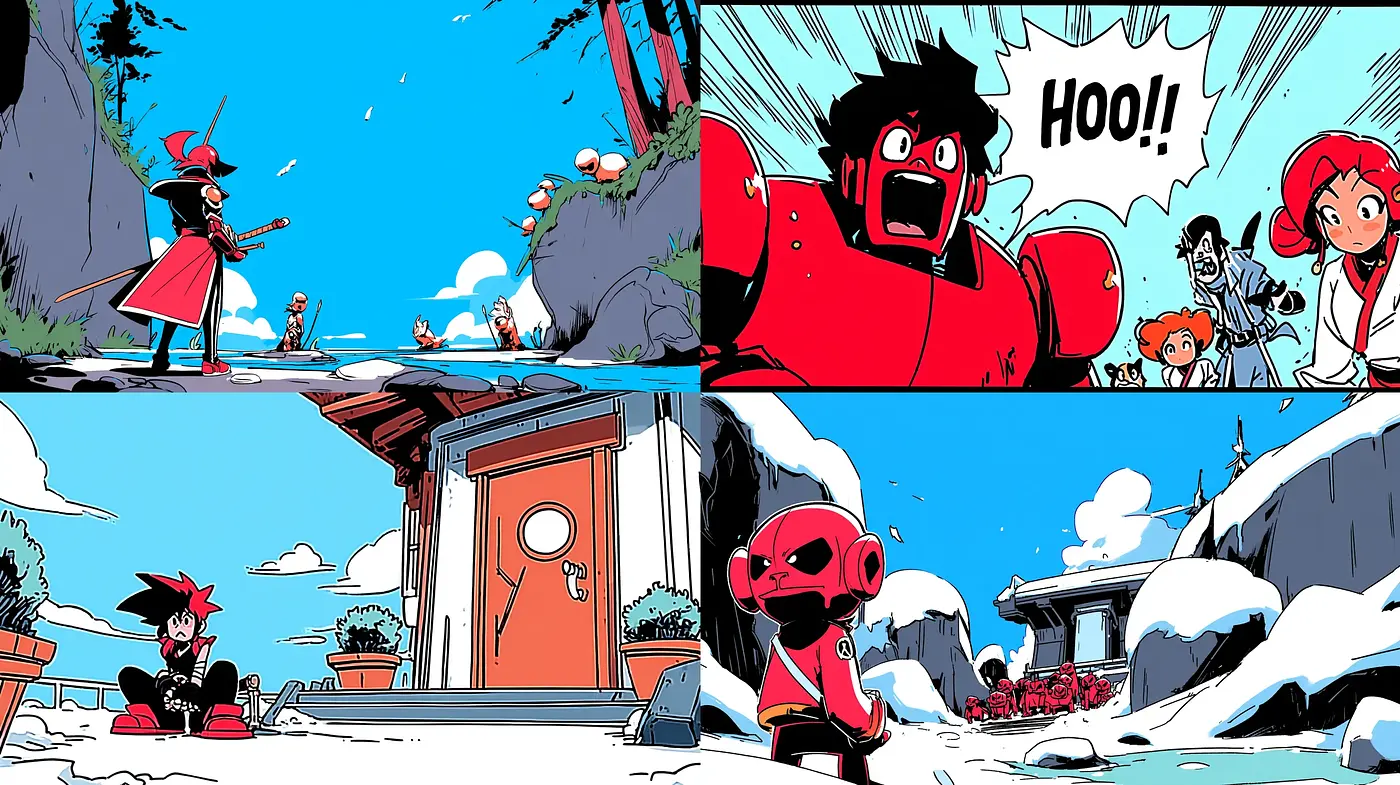 Vibrant Cartoon Style with a Touch of Drama and Adventure - Midjourney sref style