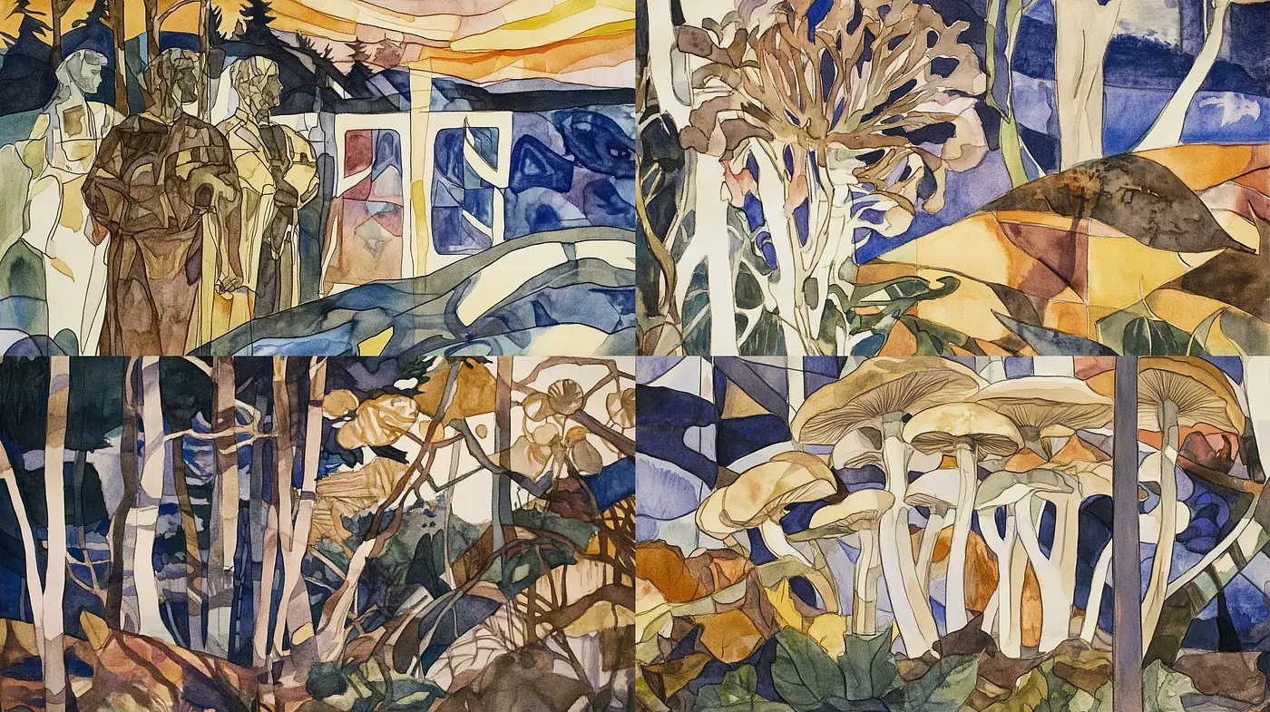 Enigmatic Translucent Layers Evocative of Early 20th Century Art Nouveau - Midjourney sref style