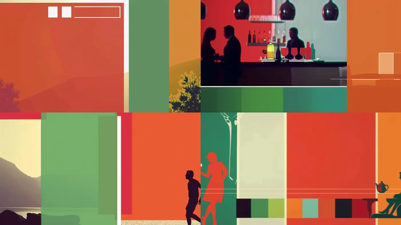 Geometrically Simplified Vivid Abstracts in Warm Hues - Midjourney sref style