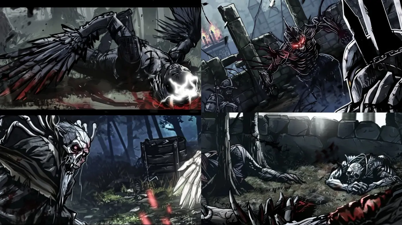 Gothic Fantasy Fusion with Dark Tonal Harmony and Textural Consistency - Midjourney sref style