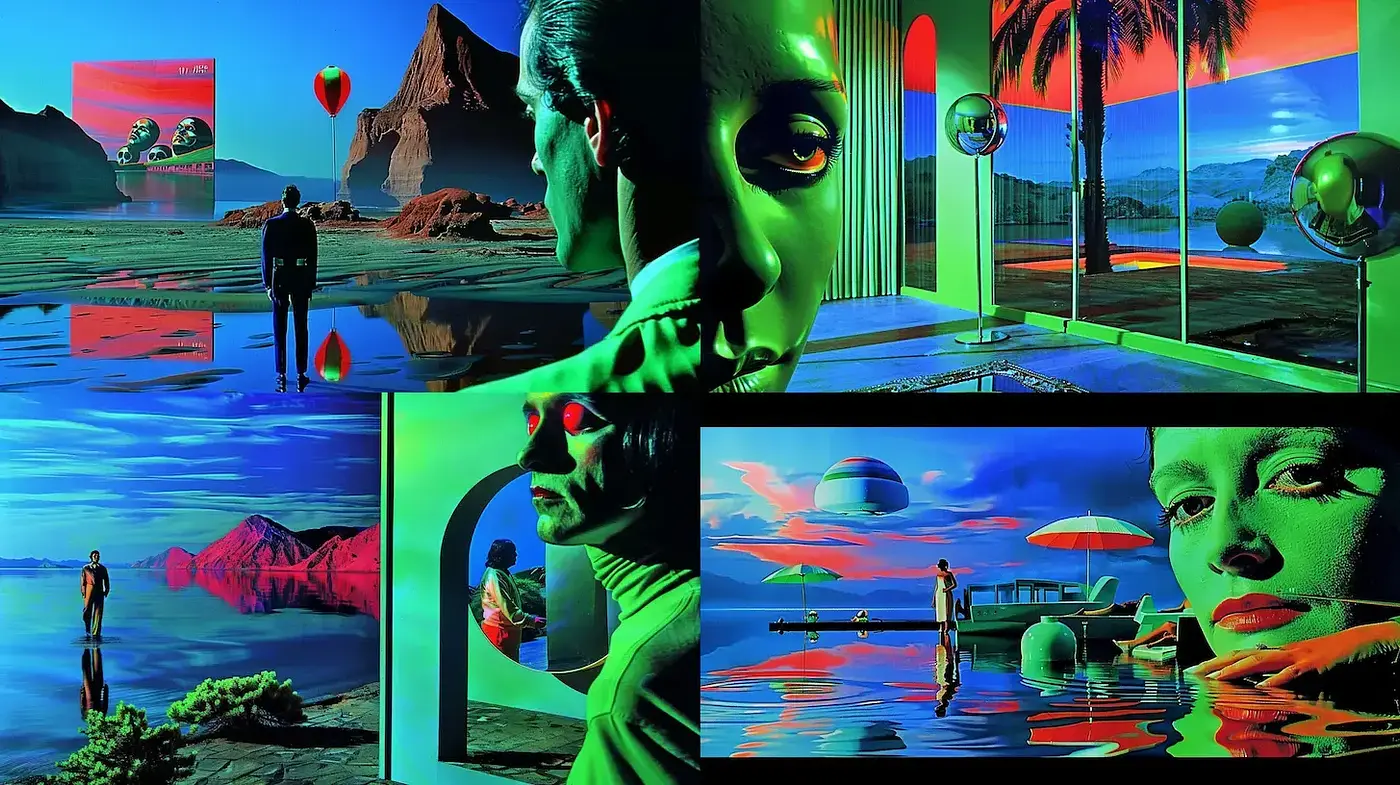 Vibrant Surrealism with Retro Influences - Midjourney sref style