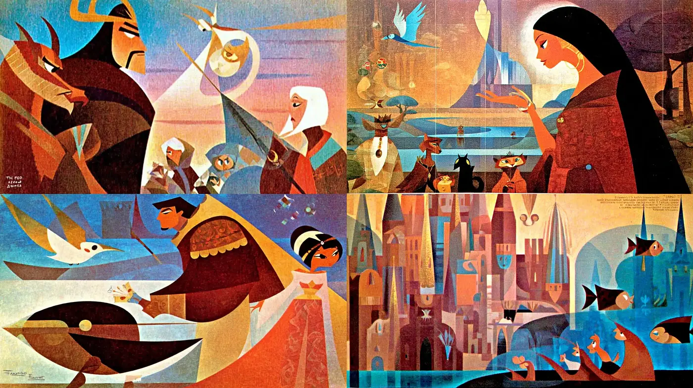 Vibrant and Stylized Narrative Art with a Folk Influence - Midjourney sref style