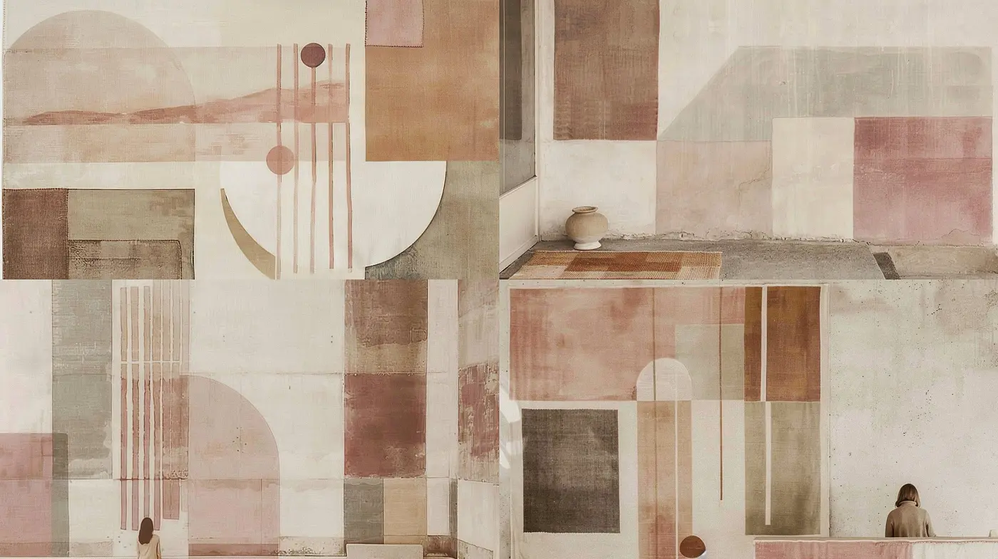 Transcendent Earth-toned Harmony: A Refined Fusion of Abstract Geometric Calm - Midjourney sref style