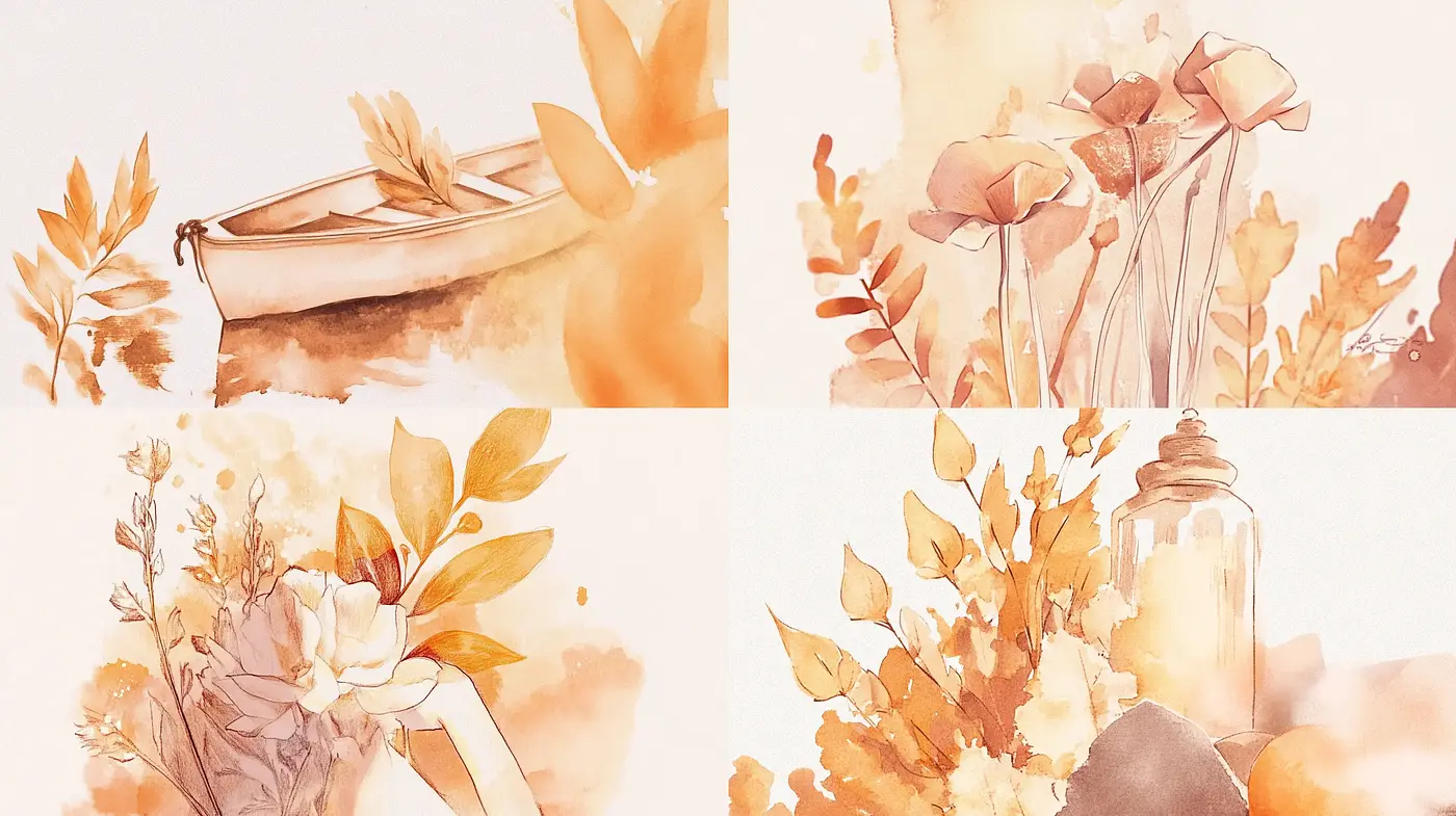 Sepia-Toned Botanical Elegance with a Watercolor Essence - Midjourney sref style