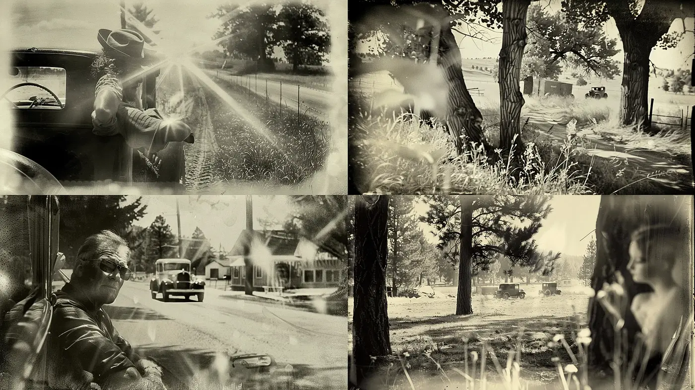 Nostalgic Monochromic Dreamscapes Blending Timelessness and Memory - Midjourney sref style