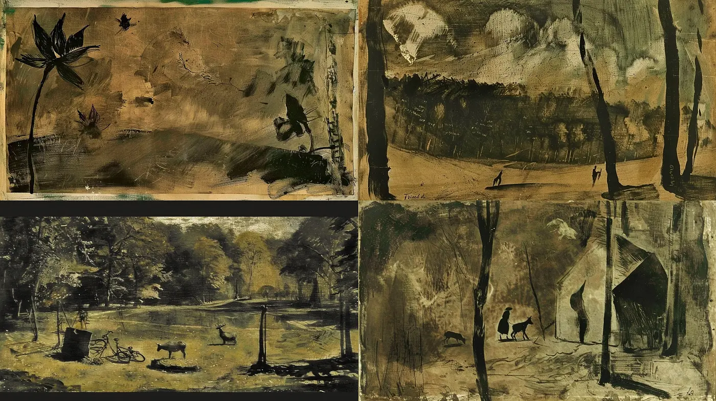 Ethereal Monochromatic Dreamscapes: A Harmony of Sepia Tones and Abstract Textures - Midjourney sref style