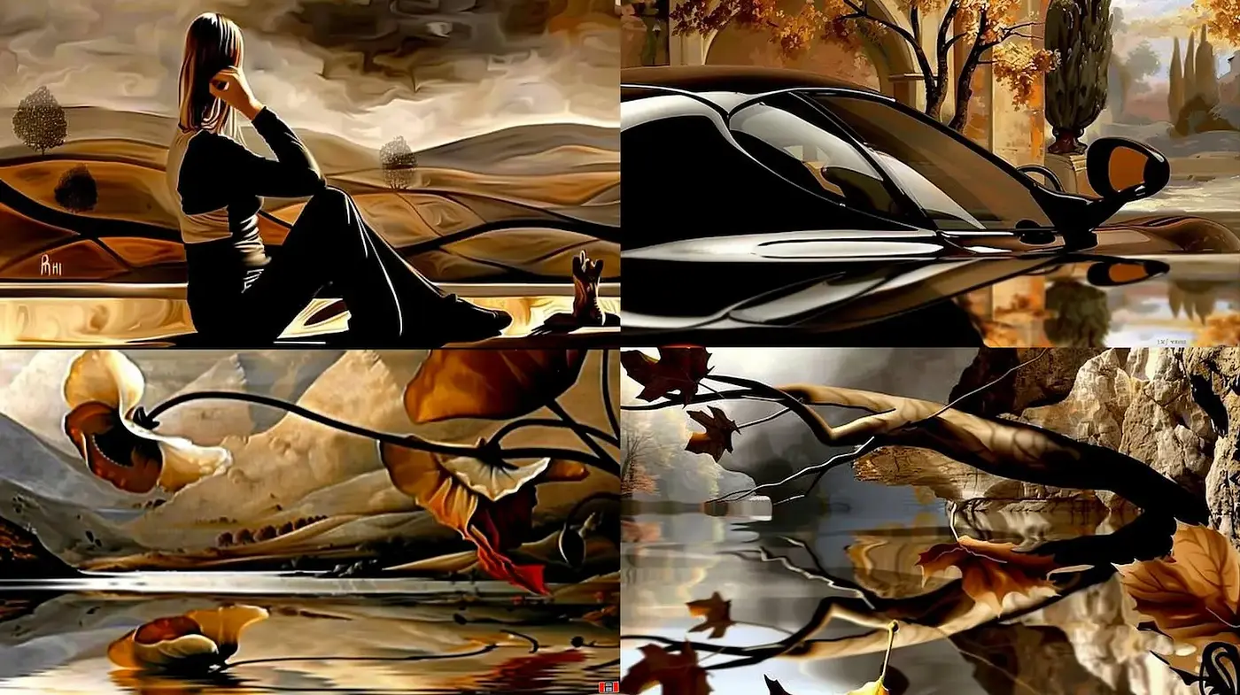 Distinctive Autumn Aesthetic with Fluid Composition and Organic Elements - Midjourney sref style