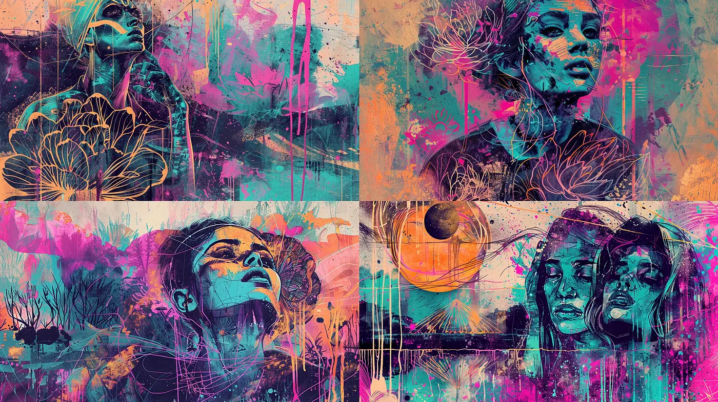 Vibrant Psychedelic Fusion with Street Art Edge - Midjourney sref style