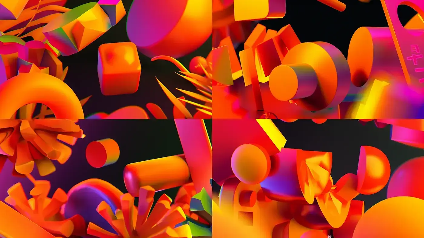 Contemporary Abstract Forms in Luminous Hues - Midjourney sref style