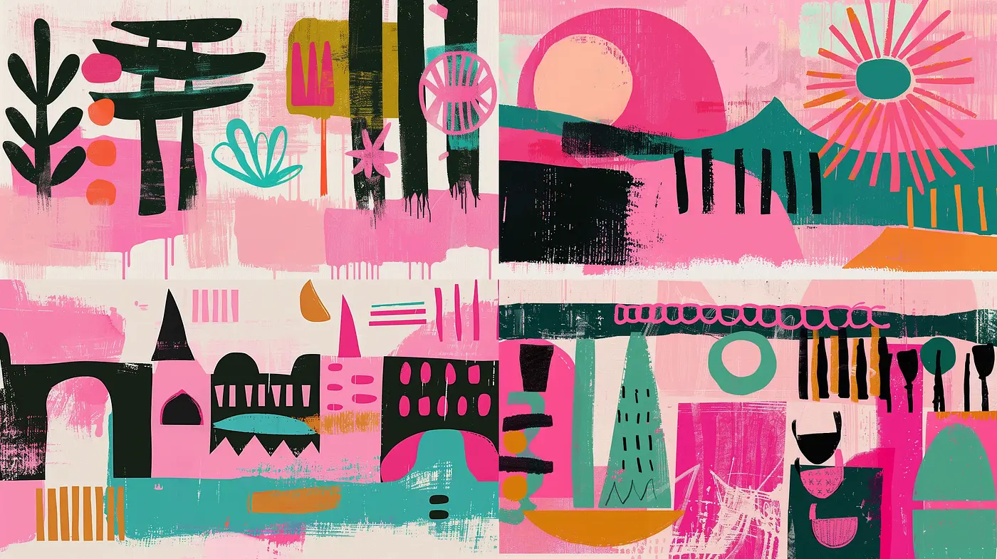 Abstract Expressionist Fusion with Contemporary Vibrant Hues - Midjourney sref style