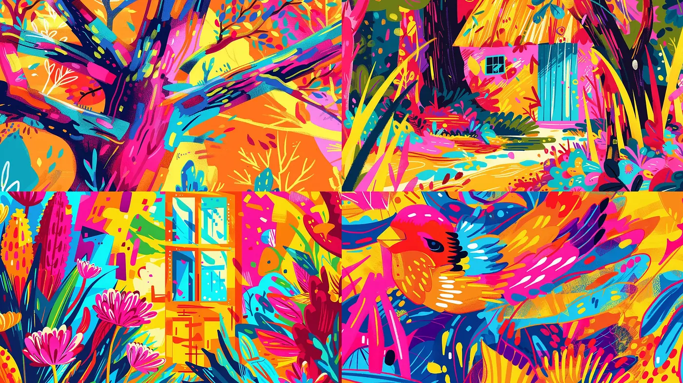 Vibrant Expressionist Fusion with a Surreal Twist - Midjourney sref style