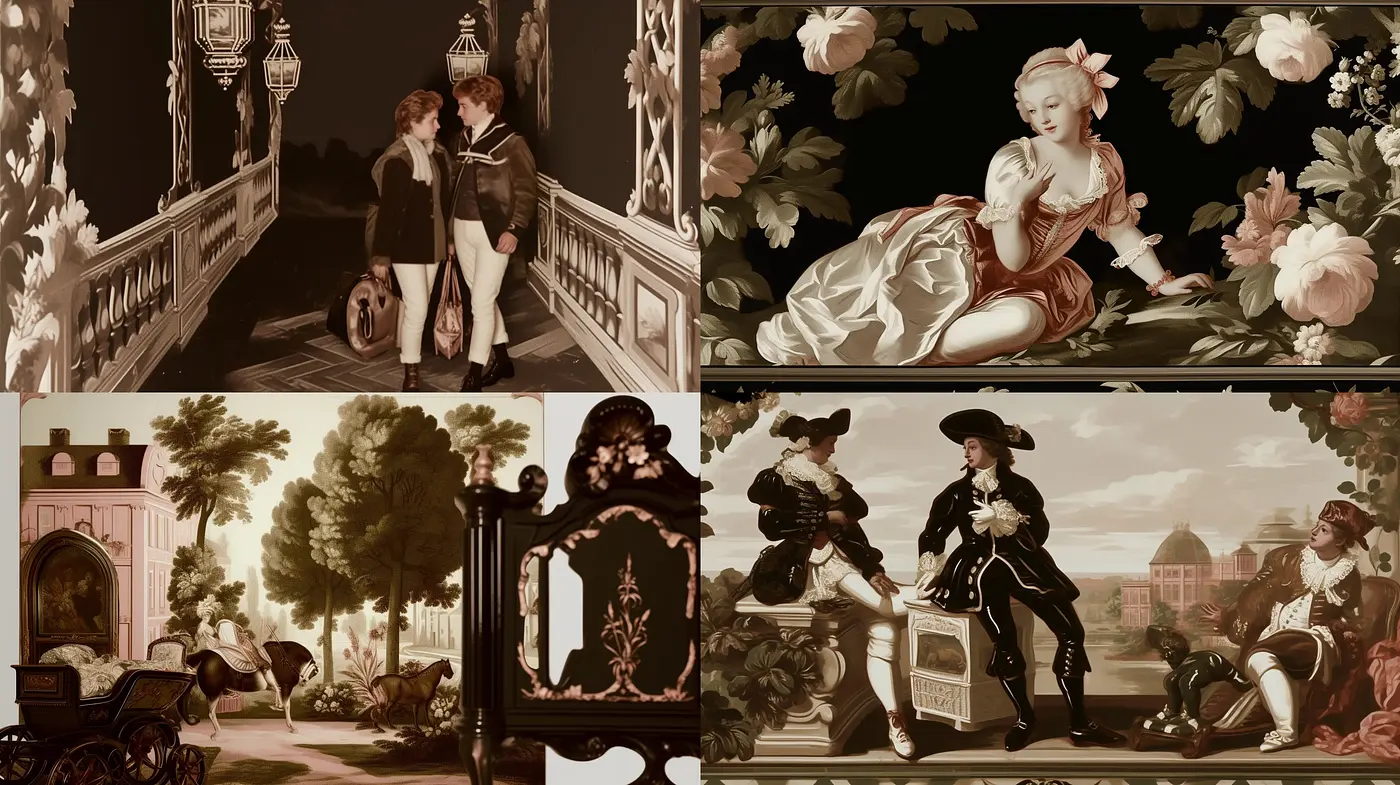 Elegance of Bygone Eras: A Fusion of Baroque Flourishes and Romantic Hues - Midjourney sref style