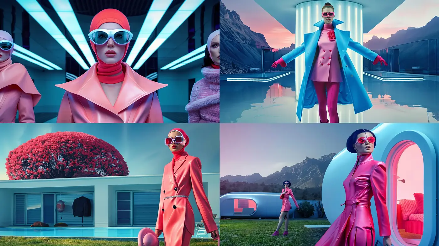 Futuristic Elegance: A Harmony of Neon Pastels - Midjourney sref style