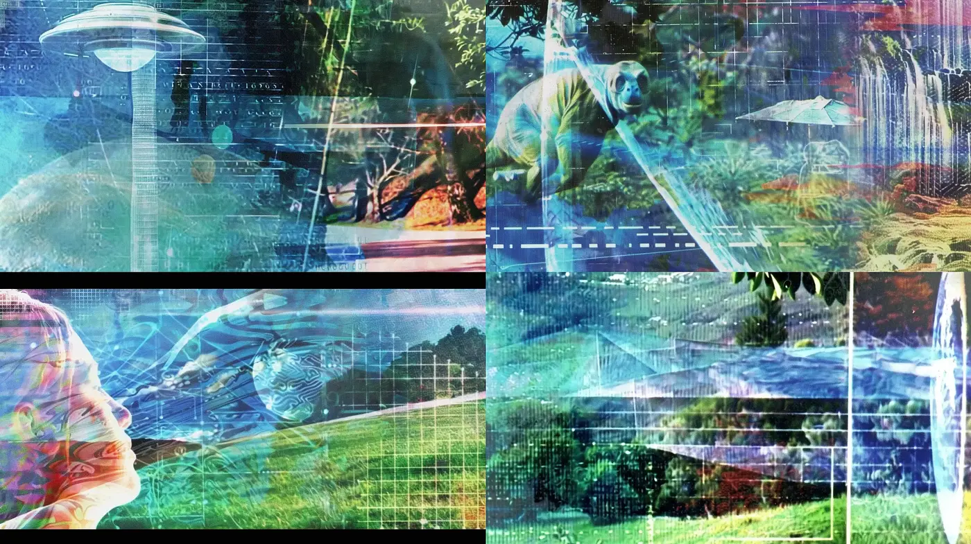Futuristic Digital Collage with Cyberpunk Overtones - Midjourney sref style