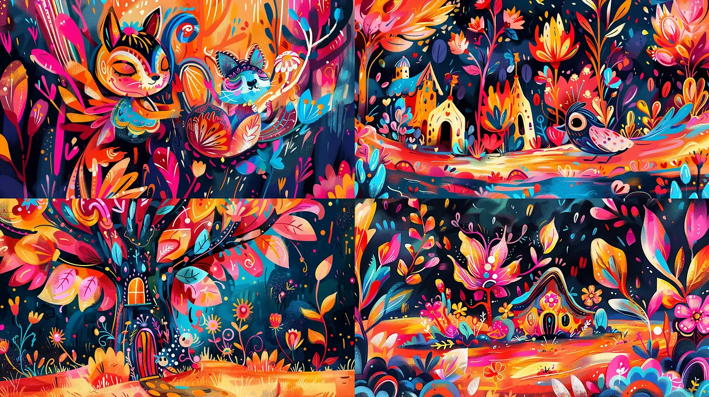 Enchanted Whimsical Forests in Vibrant Dreamscapes - Midjourney sref style