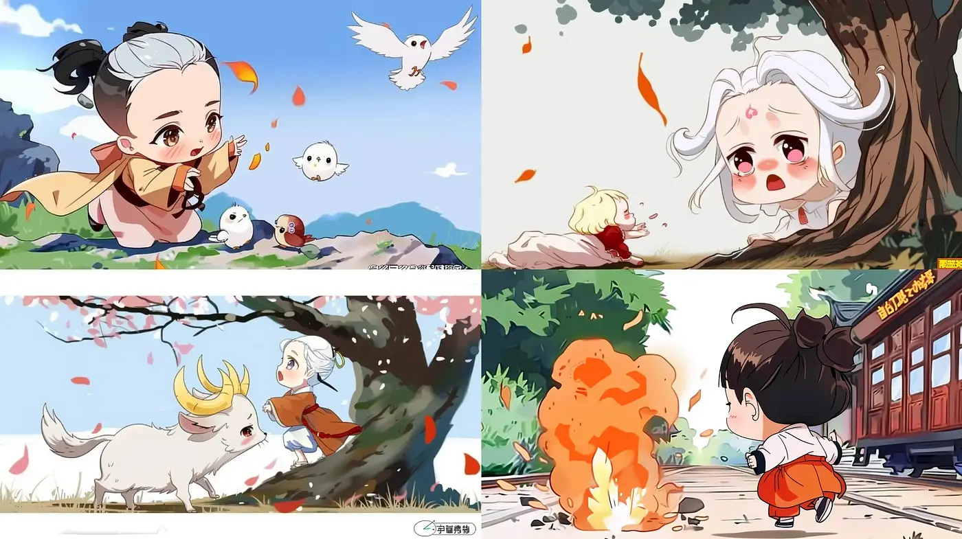 Whimsical Anime-Inspired Character Vignettes with Pastel Harmony - Midjourney sref style